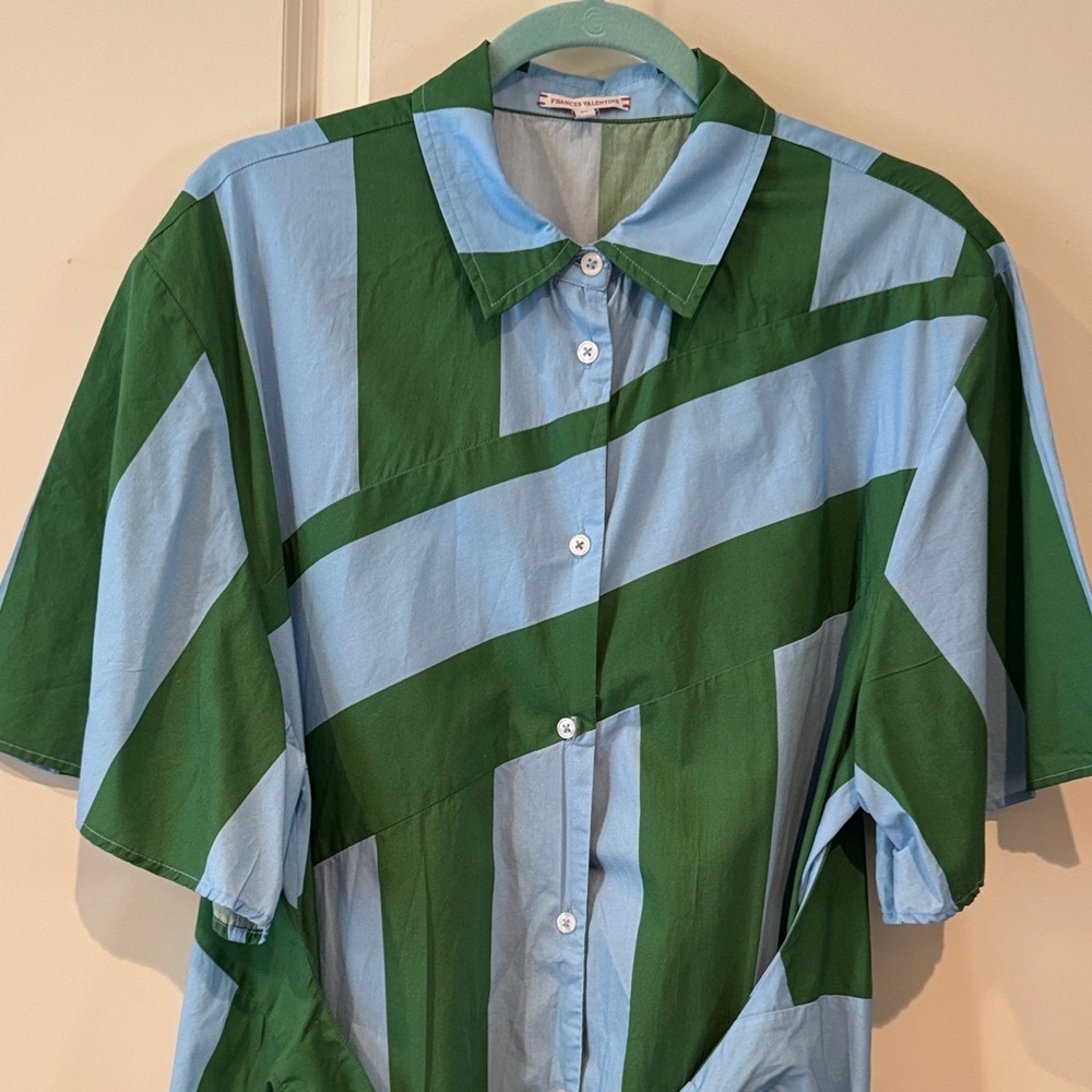 Frances Valentine Dress with Green and Blue Stripes
